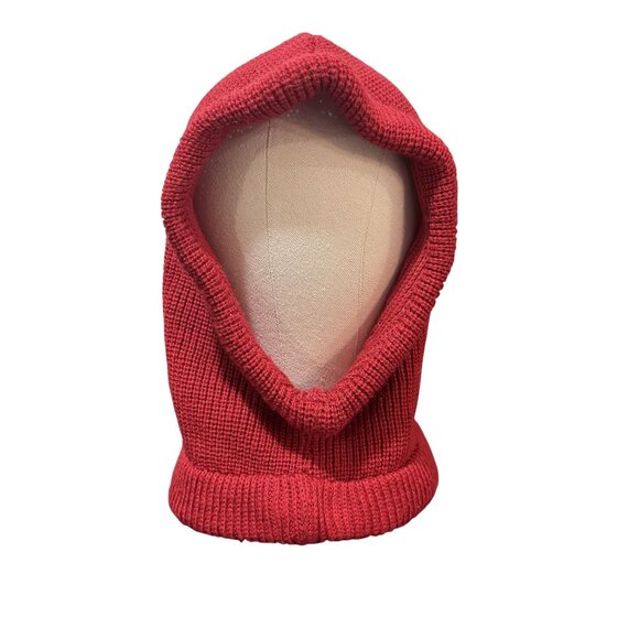 Bogner Red Knitted Wool Acrylic Winter Hoodie/Scarf Pullover Balaclava One Size - Picture 1 of 7